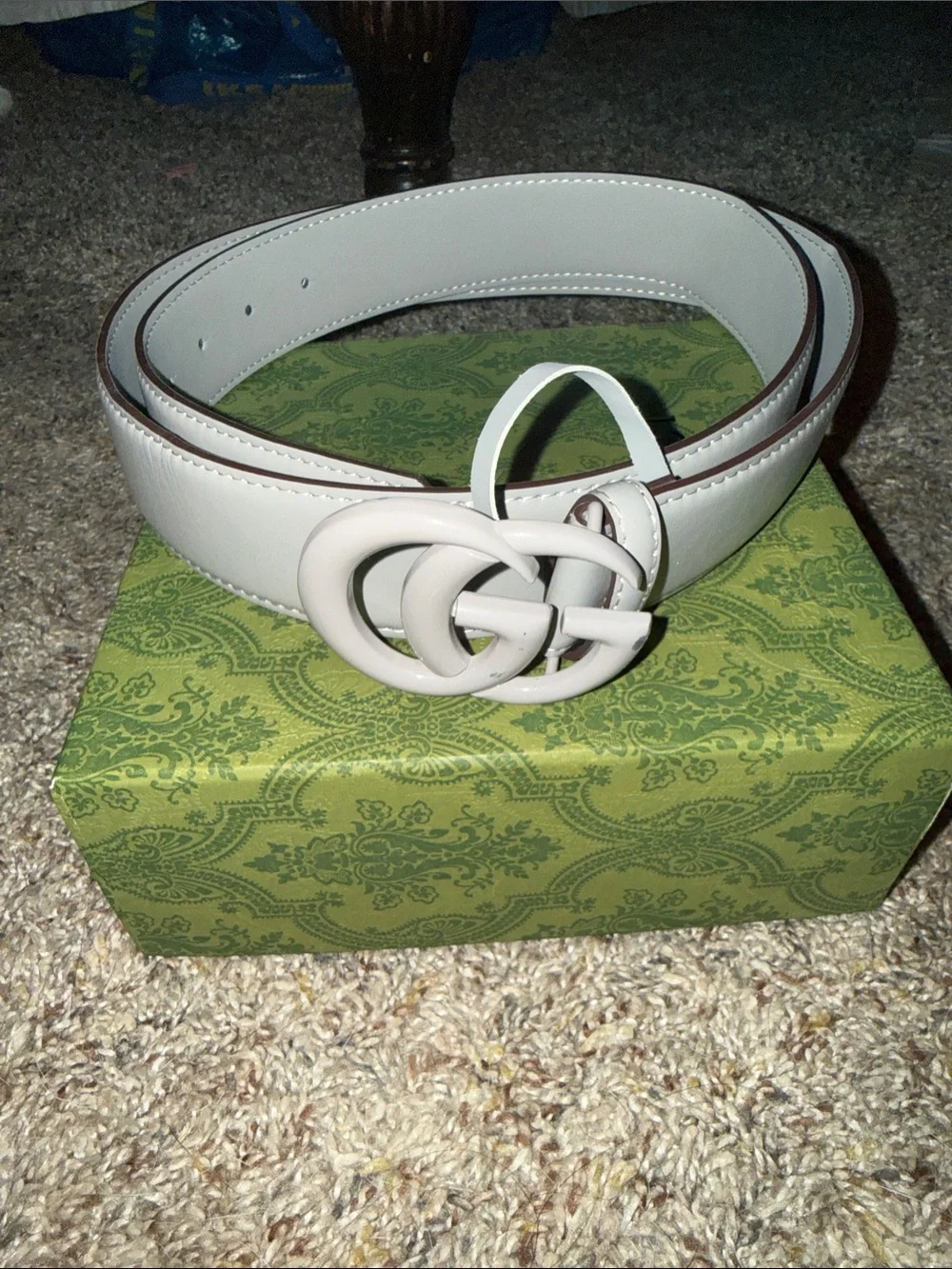 Gray Interlocking GG Gucci Buckle Leather Belt